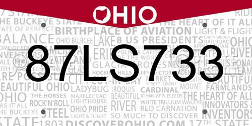87LS733 Ohio License Plate