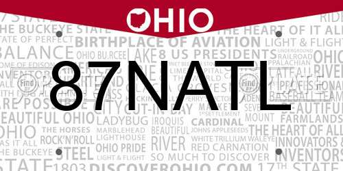 87NATL Ohio License Plate