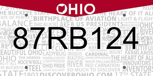 87RB124 Ohio License Plate