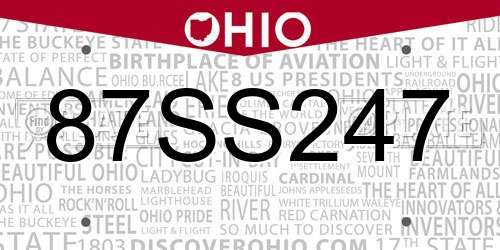 87SS247 Ohio License Plate