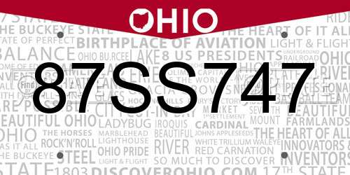 87SS747 Ohio License Plate