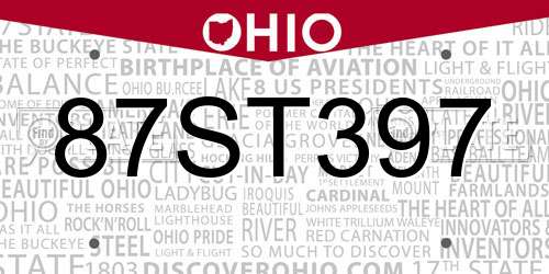 87ST397 Ohio License Plate