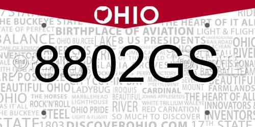 8802GS Ohio License Plate