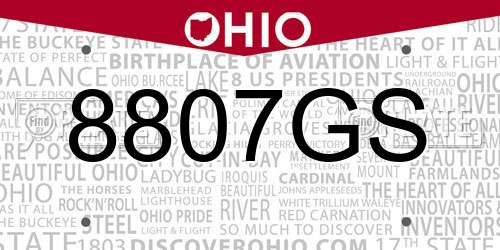 8807GS Ohio License Plate