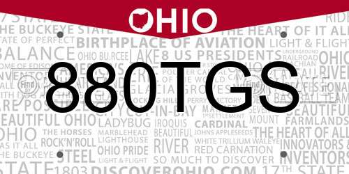 880TGS Ohio License Plate