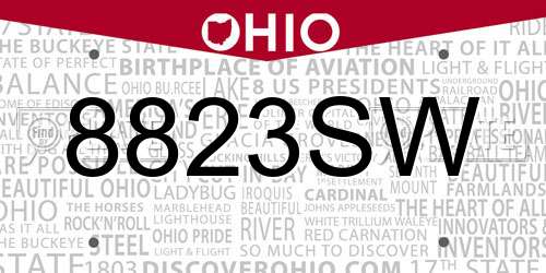 8823SW Ohio License Plate