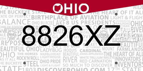 8826XZ Ohio License Plate