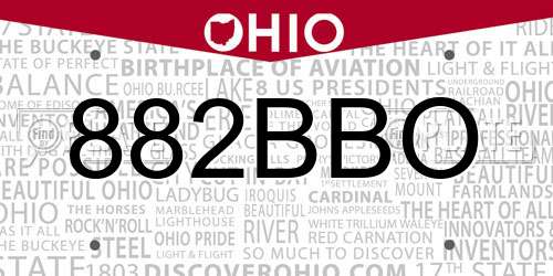 882BBO Ohio License Plate