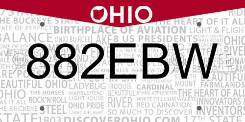 882EBW Ohio License Plate
