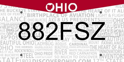 882FSZ Ohio License Plate