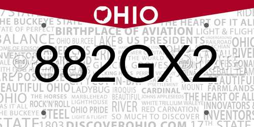 882GX2 Ohio License Plate