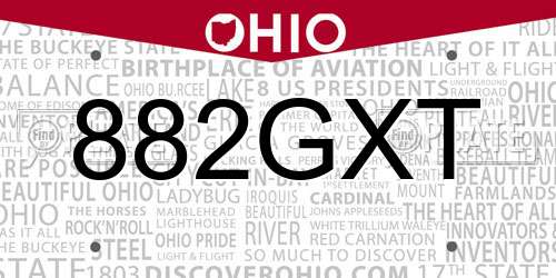 882GXT Ohio License Plate