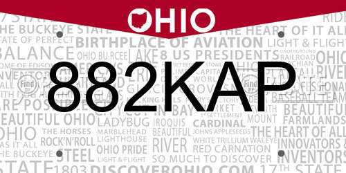 882KAP Ohio License Plate