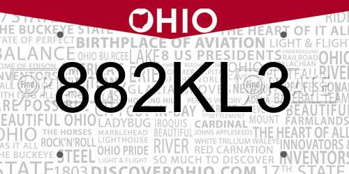 882KL3 Ohio License Plate