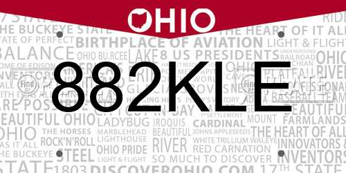 882KLE Ohio License Plate