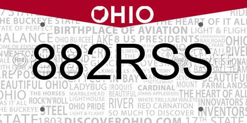 882RSS Ohio License Plate