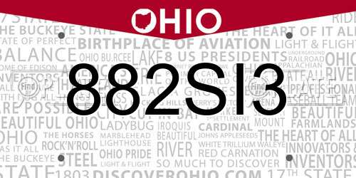 882SI3 Ohio License Plate