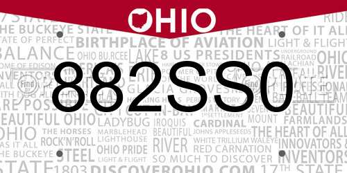882SS0 Ohio License Plate