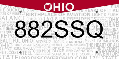 882SSQ Ohio License Plate