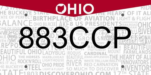 883CCP Ohio License Plate
