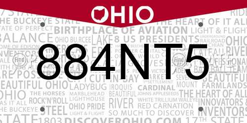 884NT5 Ohio License Plate