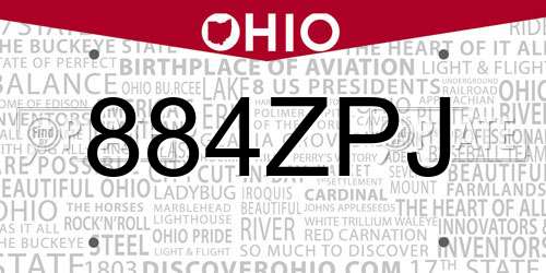 884ZPJ Ohio License Plate