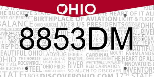 8853DM Ohio License Plate