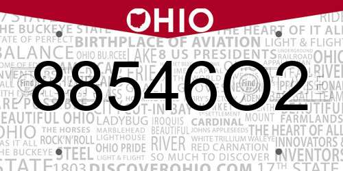 88546O2 Ohio License Plate