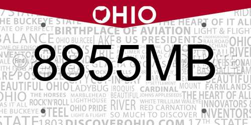 8855MB Ohio License Plate