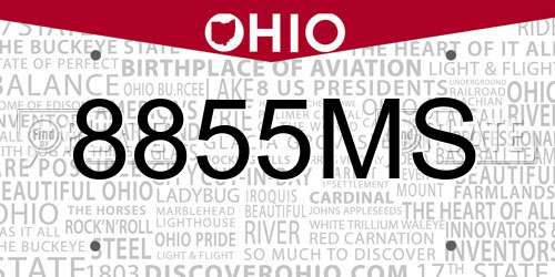 8855MS Ohio License Plate