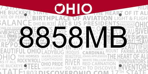 8858MB Ohio License Plate