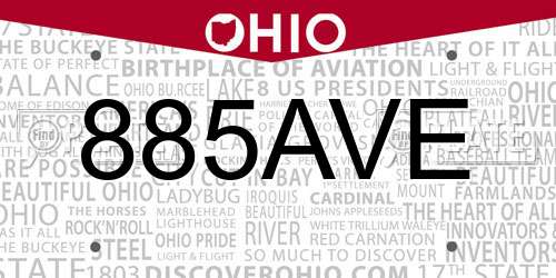 885AVE Ohio License Plate