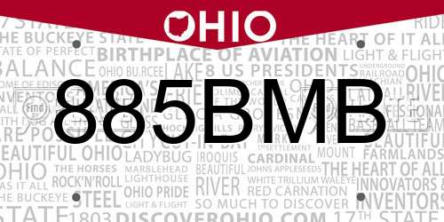 885BMB Ohio License Plate