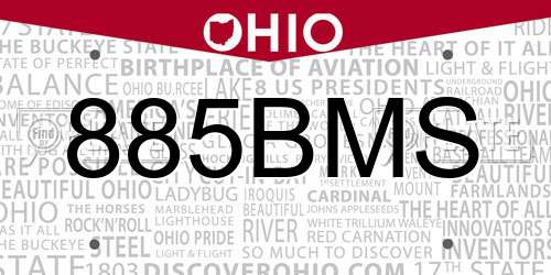 885BMS Ohio License Plate