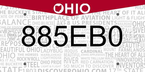 885EB0 Ohio License Plate