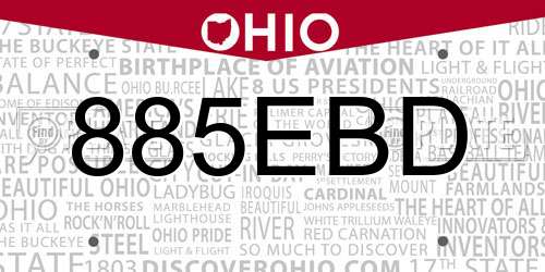 885EBD Ohio License Plate