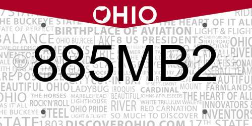 885MB2 Ohio License Plate