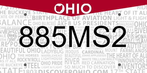 885MS2 Ohio License Plate