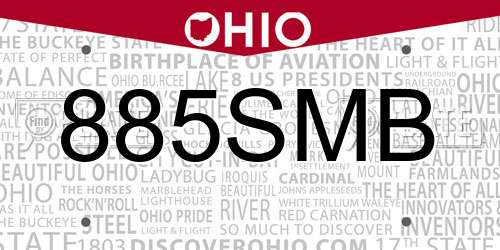 885SMB Ohio License Plate