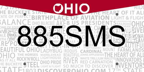 885SMS Ohio License Plate