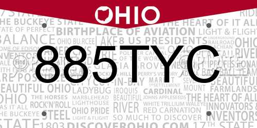 885TYC Ohio License Plate