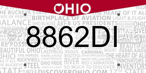 8862DI Ohio License Plate