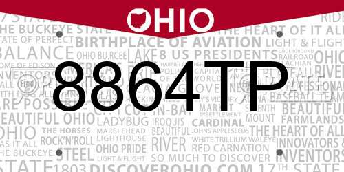 8864TP Ohio License Plate