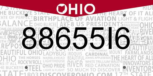 88655I6 Ohio License Plate