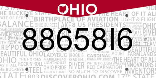 88658I6 Ohio License Plate