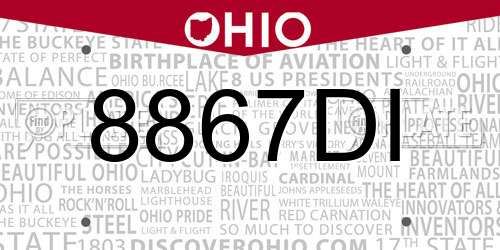 8867DI Ohio License Plate
