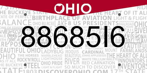 88685I6 Ohio License Plate