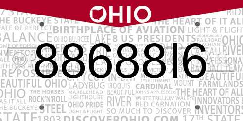 88688I6 Ohio License Plate