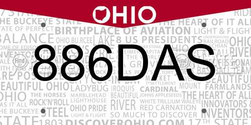 886DAS Ohio License Plate