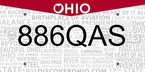 886QAS Ohio License Plate
